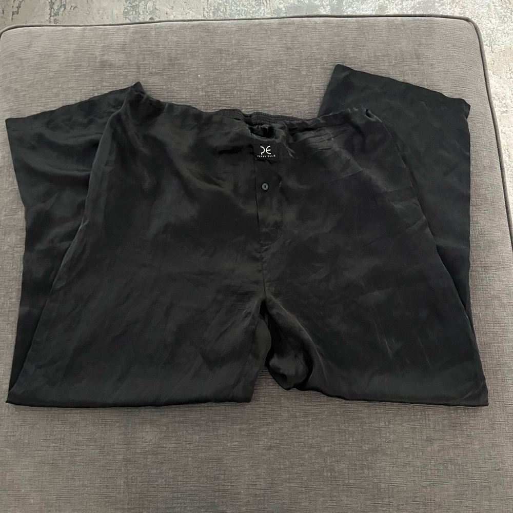 Perry Ellis Men’s Black 100% Silk Lounge Sleep Pants Sz L - Picture 2 of 6